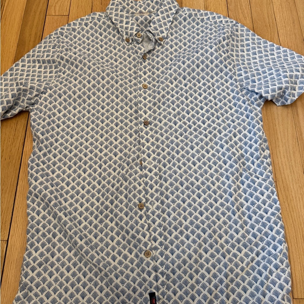 Faherty Men's Blue Patterned Shirt